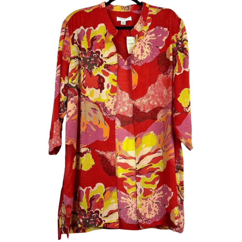NWT Coldwater Creek Floral Jacket Women’s XL Silk Wool Blend Kimono Gallery Chic